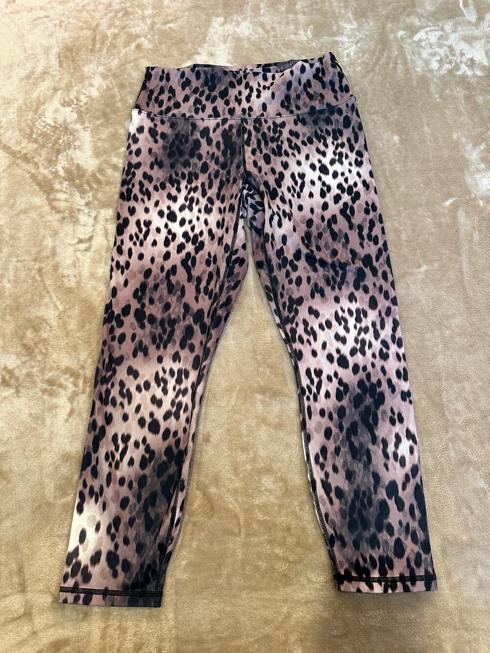 Fabletics Leopard Print Cropped Leggings Criss Cross Back Waist